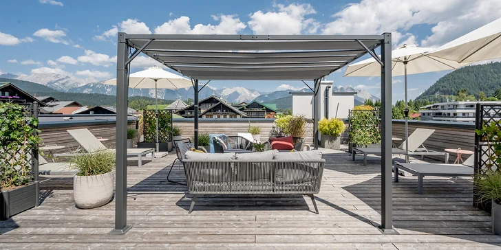 Boutique hotel v Seefelde: strešný wellness a raňajky, v zime zjazdovky aj bežky