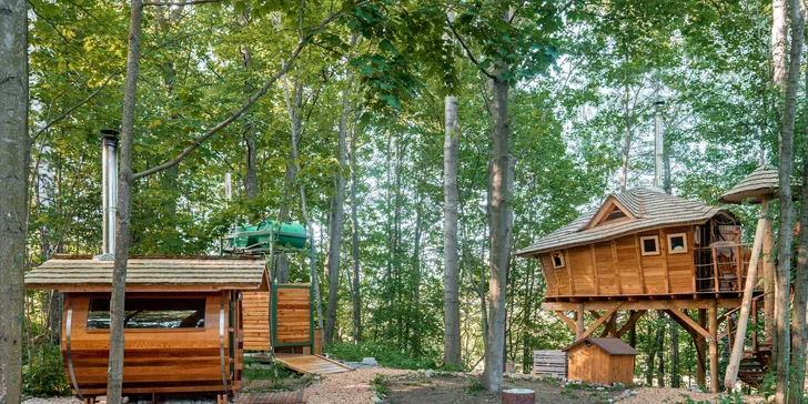 Treehouse v obci Dolní Morava: privátna vírivka, fínska sauna aj gril až pre 4 os.