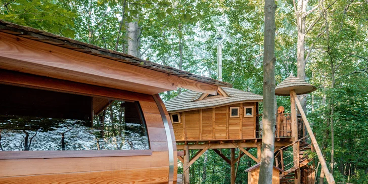 Treehouse v obci Dolní Morava: privátna vírivka, fínska sauna aj gril až pre 4 os.