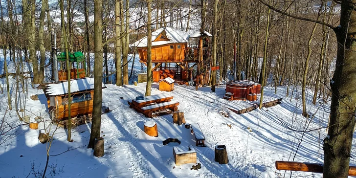 Treehouse v obci Dolní Morava: privátna vírivka, fínska sauna aj gril až pre 4 os.