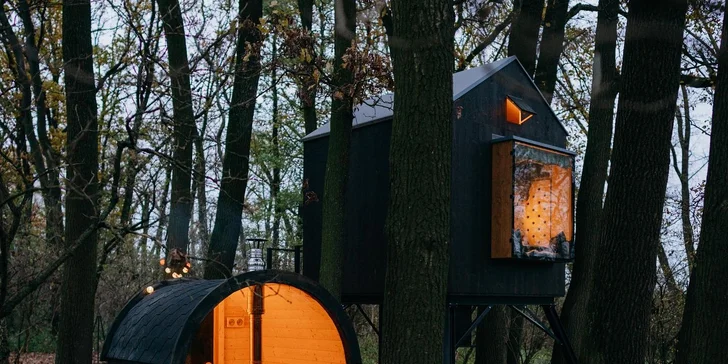 Kúzelný pobyt v treehouse až pre 4 osoby aj vonkajšia sudová sauna