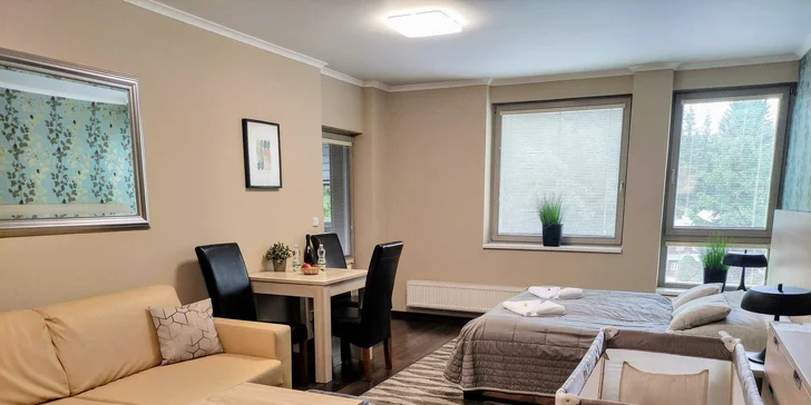 Krásne apartmány v Harrachove: bez stravy alebo s raňajkami a so vstupom do saunového sveta Grotta Spa