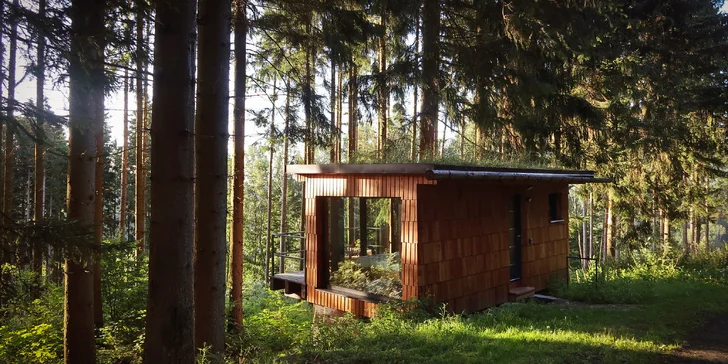 Romantický únik do šumavských lesov: plne vybavený tiny house, raňajky v penzióne