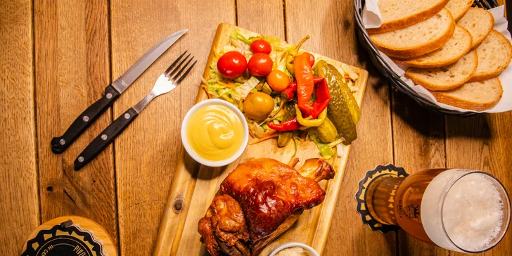 Pivovar U Ábela: Degustácia remeselných pív s pečenými rebrami, krídelkami či kolenom