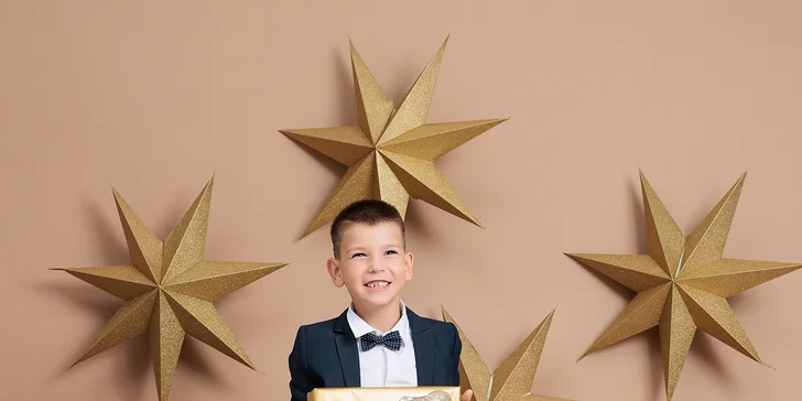 Profesionálne vianočné fotenie v ateliéri: 5 alebo 15 upravených digitálnych fotografií