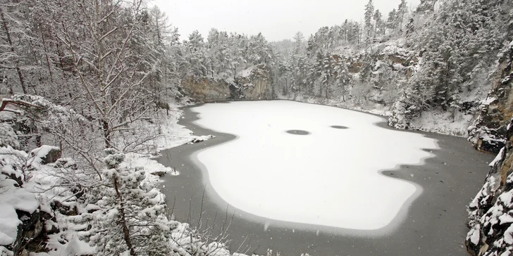 Krásne vybavený drevený domček pri zatopenom lome v podhorí Šumavy: pobyt až pre 4 osoby