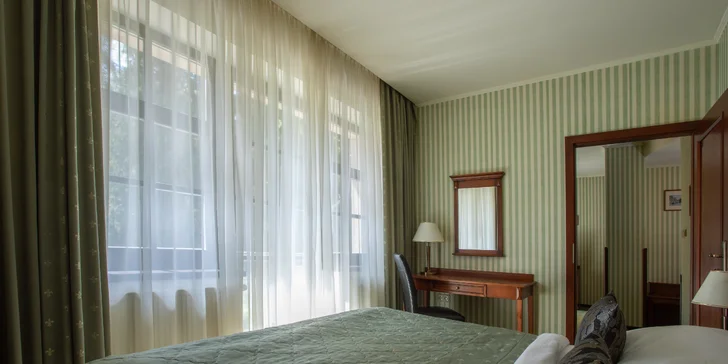 4* hotel v pokojnej časti Mariánskych Lázní: polpenzia, wellness aj procedúry