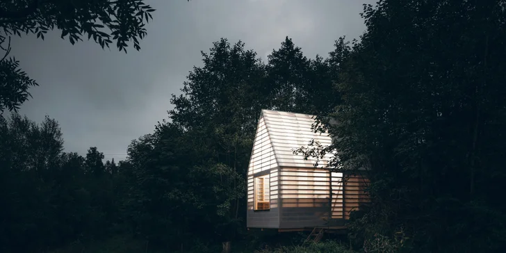 Romantika ako trám: útulňa so saunou na brehu Jizery