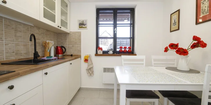 Apartmány v srdci Třebone až pre 4 osoby: výhľad na Zlatú stoku, vstup do Múzea marcipánu