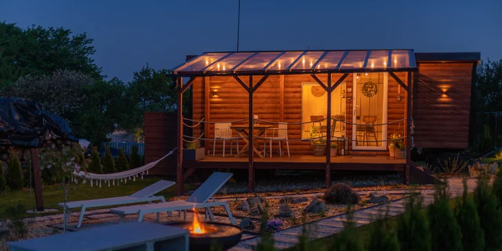 Luxusná maringotka Za humny so saunou v prírode neďaleko Bouzova a Javoříčskych jaskýň