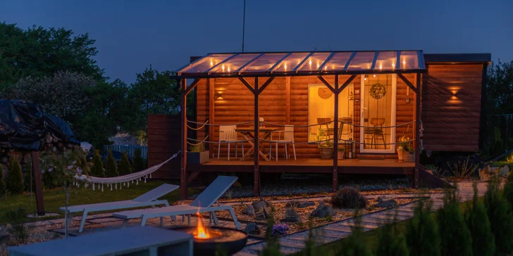 Luxusná maringotka Za humny so saunou v prírode neďaleko Bouzova a Javoříčskych jaskýň