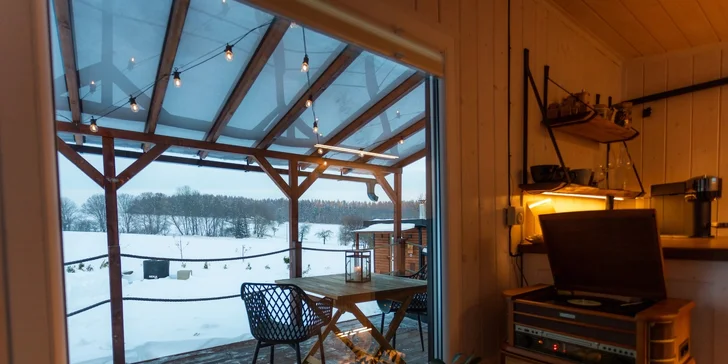 Luxusná maringotka Za humny so saunou v prírode neďaleko Bouzova a Javoříčskych jaskýň