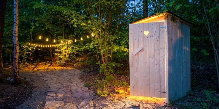 Tiny house na Vysočine: krásna lokalita na samote, sauna, gril a komfortné vybavenie