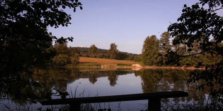 Samota a pokoj priamo pri rybníku v posede na Vysočine: minimalistický dizajn a vôňa dreva
