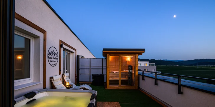 Pokoj a Tatry ako na dlani: pobyt v apartmáne s privátnym wellness pre 2 až 4 osoby