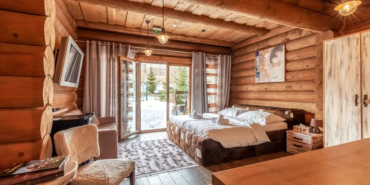 Pobyt v luxusnom kanadskom zrube s výhľadom na Vysoké Tatry a wellness