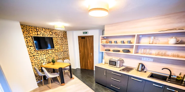 Pobyt v luxusných apartmánoch alebo v štúdiu s krbom: infrasauna v cene, privátna kaďa od 3 nocí