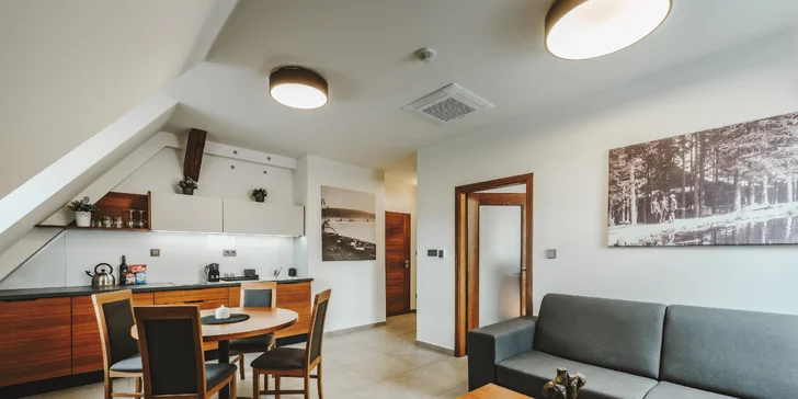 Krásne apartmány len 800 m od zámku v Hlubokej s raňajkami aj wellness