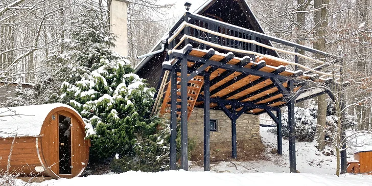 Pobyt v malebnej lesnej wellness chate len 7 km od Litomyšle: sauna, vírivka aj zapožičanie loďky