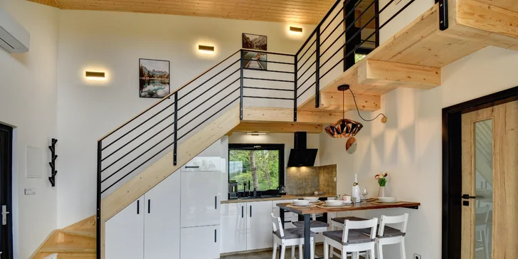 Moderná chata pri Českých Budějoviciach a Krumlove: fínska sauna, terasa, kapacita až pre 6 osôb