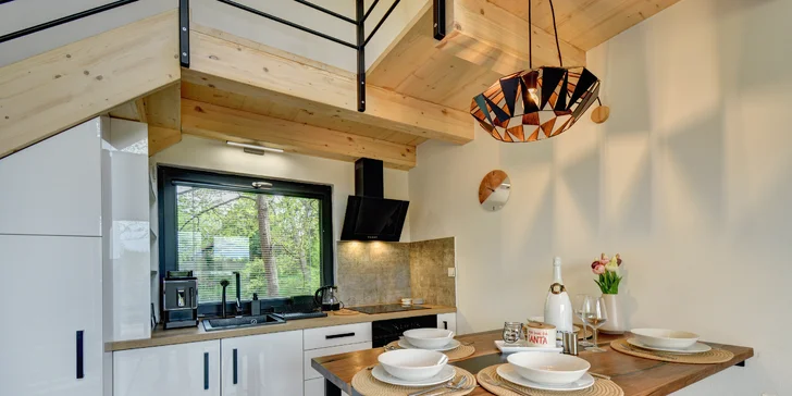 Moderná chata pri Českých Budějoviciach a Krumlove: fínska sauna, terasa, kapacita až pre 6 osôb