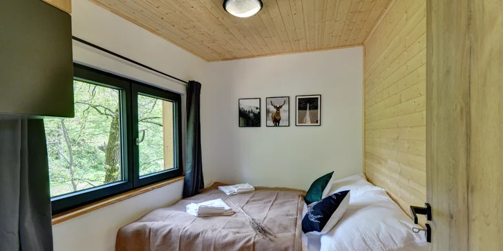 Moderná chata pri Českých Budějoviciach a Krumlove: fínska sauna, terasa, kapacita až pre 6 osôb