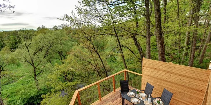 Moderná chata pri Českých Budějoviciach a Krumlove: fínska sauna, terasa, kapacita až pre 6 osôb