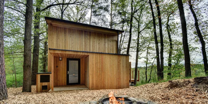 Moderná chata pri Českých Budějoviciach a Krumlove: fínska sauna, terasa, kapacita až pre 6 osôb