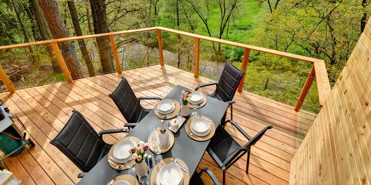 Moderná chata pri Českých Budějoviciach a Krumlove: fínska sauna, terasa, kapacita až pre 6 osôb