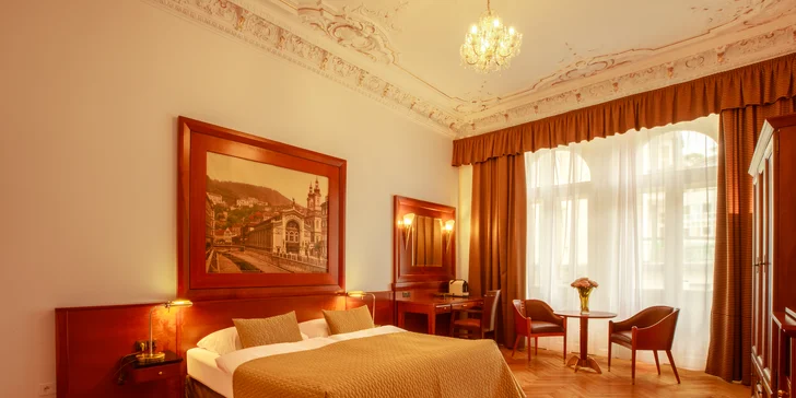 Luxusný hotel na karlovarskej kolonáde: pobyt s možnosťou raňajok aj pivných kúpeľov