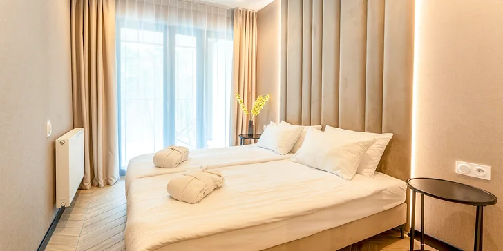 Nové apartmány pri Balte 15 min. od pláže: raňajky, bazény, vírivky a sauna