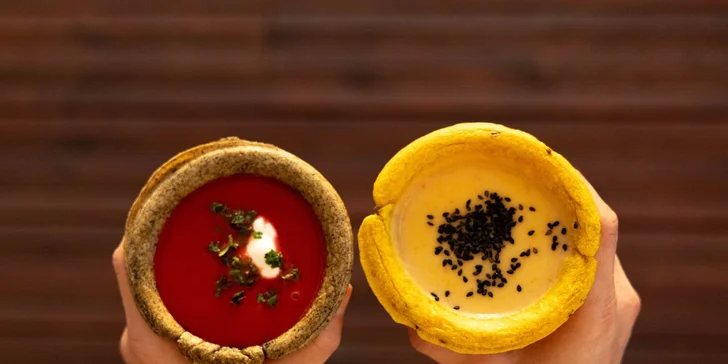 Soupculture Košice – polievka podľa výberu podávaná v jedlom chlebovom poháriku