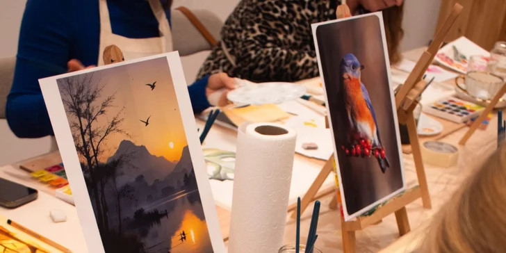 Kreatívny workshop maľovania akrylom s občerstvením a neobmedzeným proseccom alebo vareným vínom