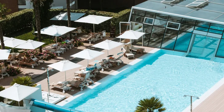 Lido di Jesolo: 5* hotel s vlastnou plážou a 70m bazénom, wellness, raňajky aj lekcie jogy