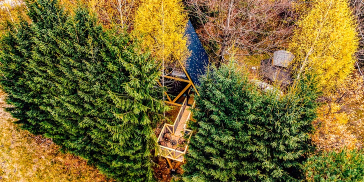 Pobyt v krásnom domčeku v korunách stromov v úžasnej prírode Martinských holí