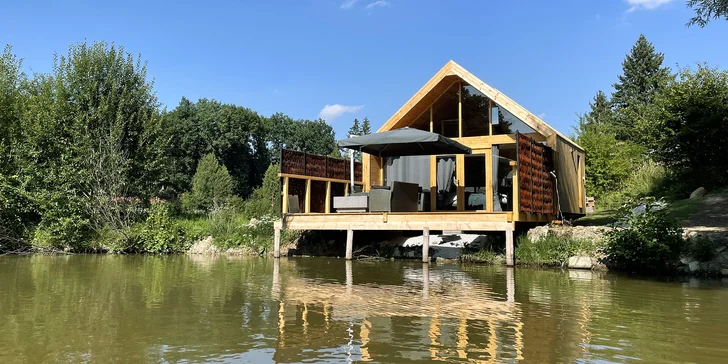 Kúzelný Lakehouse Amálka s neobmedzenou saunou, vírivkou a raňajkovým košom