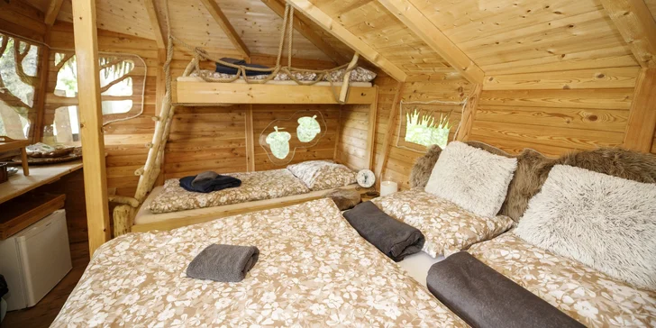 Netradičný relax v Českém raji: domček na strome až pre 4 osoby a zapožičanie loďky aj možnosť raňajkového koša