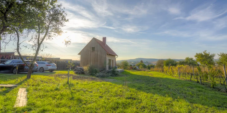 Moravské Toskánsko: domček s terasou medzi vinicami, krásne výhľady aj víno k dispozícii