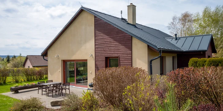 Dovolenka v oblasti Tiských stien: moderný prázdninový domček až pre 7 osôb, možnosť wellness