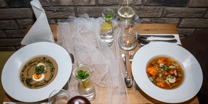 3-chodová večera pre 2 osoby: polievka, hlavný chod aj sladučký dezert
