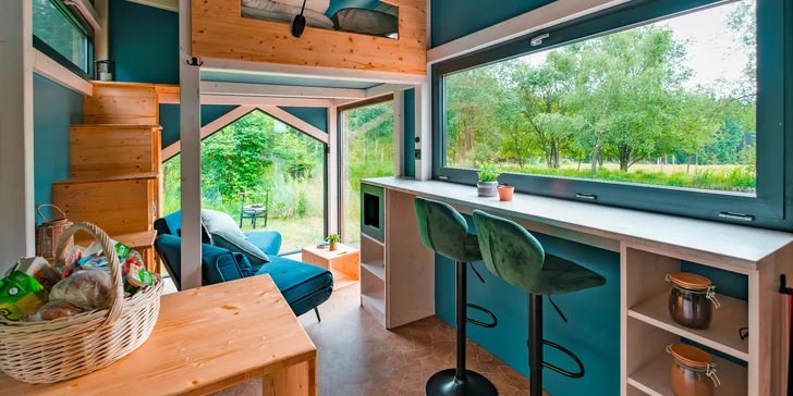 Tiny House Česílko: skvelá poloha blízko Lipna, vlastná sauna aj terasa s výhľadom