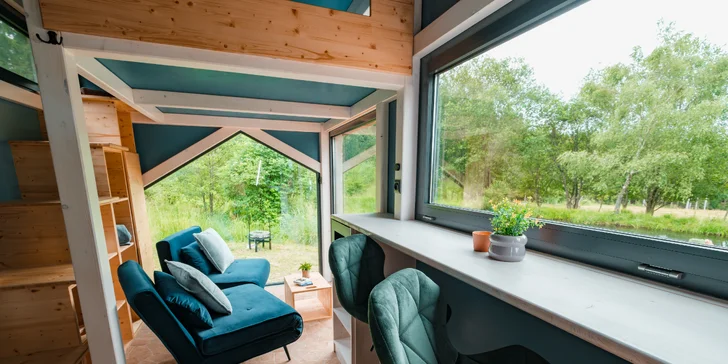 Tiny House Česílko: skvelá poloha blízko Lipna, vlastná sauna aj terasa s výhľadom