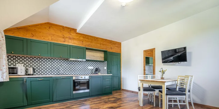 Šumavská Modrava: vybavené apartmány pre dvoch alebo rodinu, vrátane polpenzie aj privátneho wellness