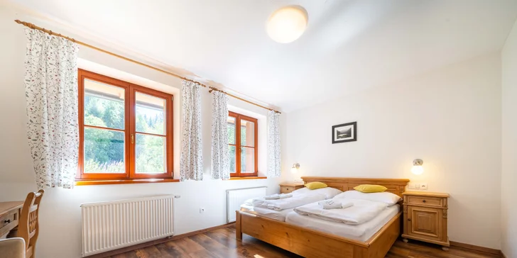 Šumavská Modrava: vybavené apartmány pre dvoch alebo rodinu, vrátane polpenzie aj privátneho wellness