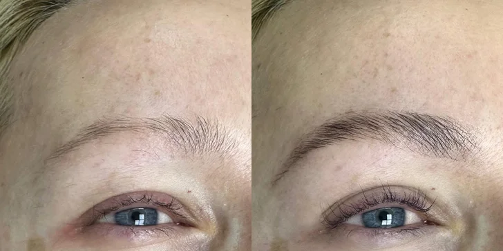 Prirodzene pôsobiace zahustenie mihalníc (1D alebo 2D mihalnice), laminácia obočia či lash lift