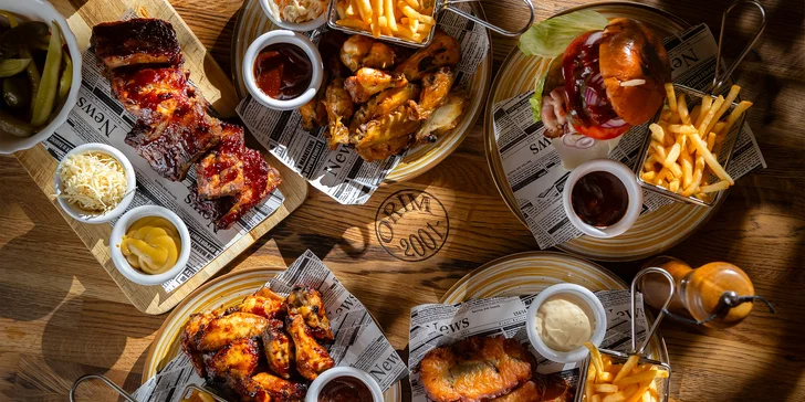 Mäsové špeciality z grilu, burger či street food: bravčové koleno sous vide, kuracie krídelká či Fish and Chips