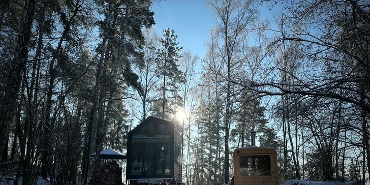 Tiny house na Vysočine: krásna lokalita na samote, sauna, gril a komfortné vybavenie