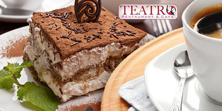 Kvalitná talianska káva GI CAFFE' alebo horúca čokoláda či skvelý čaj s medom a k tomu tiramisu
