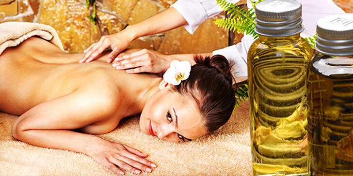 Relaxačná aromaterapeutická olejová masáž celého tela alebo osviežujúca thajská masáž chrbta