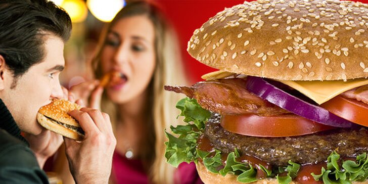 1,79 eur za DVOJITÝ hovädzí burger s chrumkavou slaninkou. Potešte svoje chúťky a zažeňte hlad až dvojnásobnou porciou mäsa so zľavou 50 %